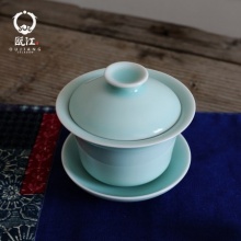 瓯江龙泉青瓷盖碗玉瓷茶碗礼品陶瓷功夫茶具家用三才碗茶杯泡茶器